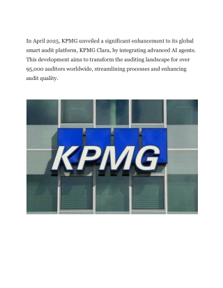 KPMG Clara AI to Redefine Global Auditing with Intelligent Agents