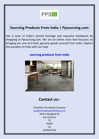 Sourcing Products From India  Ppsourcing.com