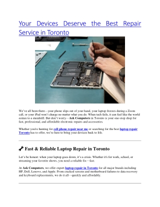 Your Devices Deserve the Best Repair Service in Toronto
