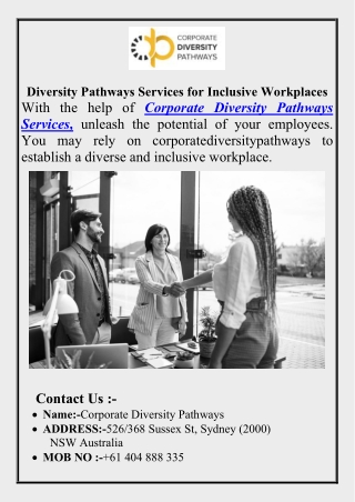 Diversity Pathways Services for Inclusive Workplaces