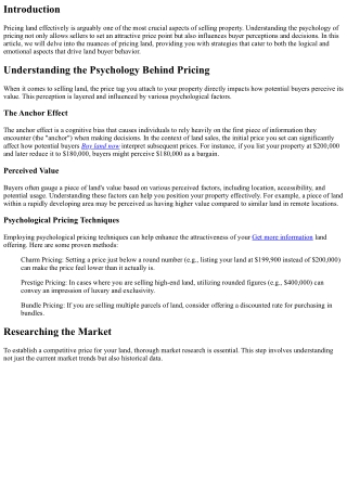 The Psychology of Pricing: How to Price Your Land to Sell