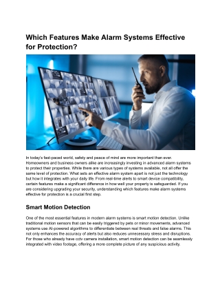 Which Features Make Alarm Systems Effective for Protection