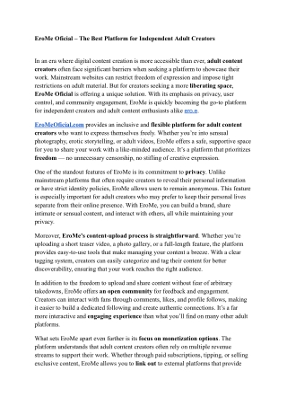 EroMe Oficial – The Best Platform for Independent Adult Creators