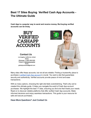 Best 17 Sites Buying  Verified Cash App Accounts - The Ultimate Guide