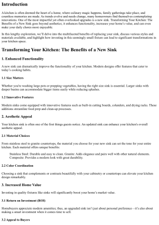 Transforming Your Kitchen: The Benefits of a New Sink