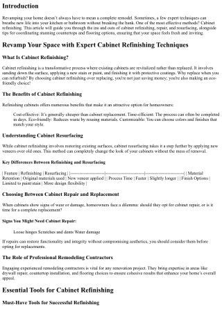 Revamp Your Space with Expert Cabinet Refinishing Techniques