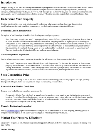 Sell Land Stress-Free with These Tips