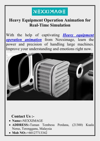 Heavy Equipment Operation Animation for Real-Time Simulation