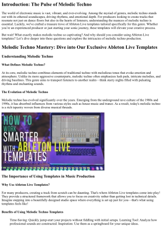 Melodic Techno Mastery: Dive into Our Exclusive Ableton Live Templates