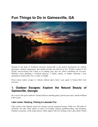 Fun Things to Do in Gainesville GA
