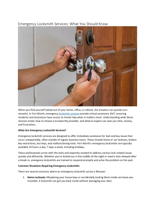 Emergency Locksmith Services