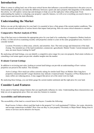 Tips for Setting the Right Price When Selling Land