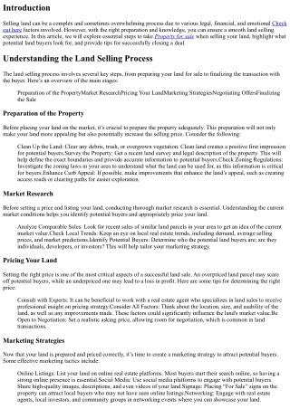 Essential Steps for a Smooth Land Selling Process