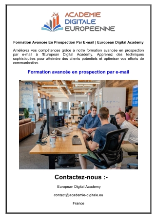 Formation Avancée En Prospection Par E-mail  European Digital Academy