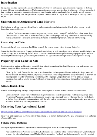 Selling Land for Agricultural Purposes: Tips for Farmers
