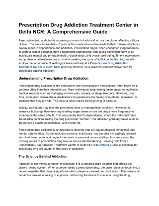 Prescription Drug Addiction Treatment Center in Delhi NCR