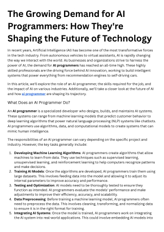 The Growing Demand for AI Programmers How They're Shaping the Future of Technology