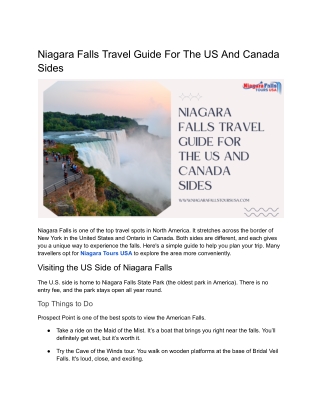 Niagara Falls Travel Guide For The US And Canada Sides