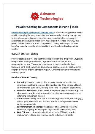 Powder coating to components