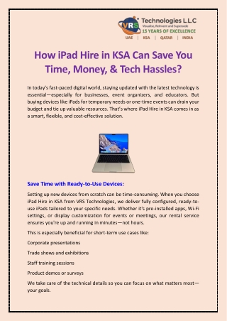 How iPad Hire in KSA Can Save You Time, Money, & Tech Hassles?