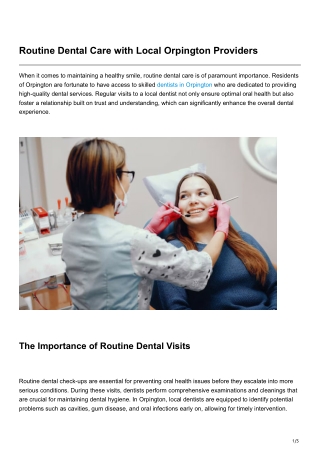 Routine Dental Care with Local Orpington Providers