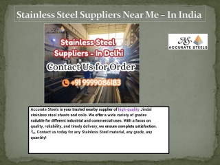 Stainless Steel Suppliers Near Me I In India