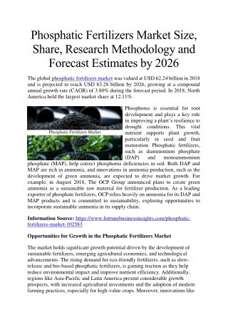 Phosphatic Fertilizers Market Size, Share, Forecast Overview and Emerging Trends