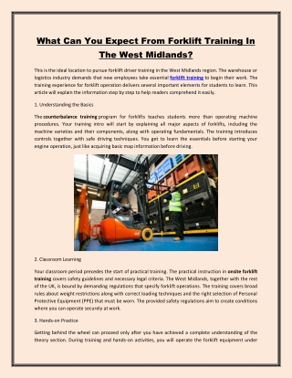 What Can You Expect From Forklift Training In The West Midlands?
