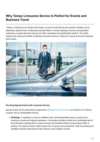 Why Tampa Limousine Service Is Perfect for Events and Business Travel