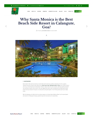Why Santa Monica is the Best Beach Side Resort in Calangute, Goa