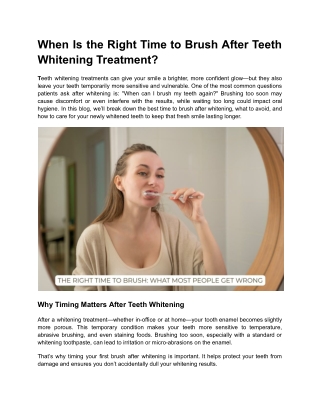 When Is the Right Time to Brush After Teeth Whitening Treatment