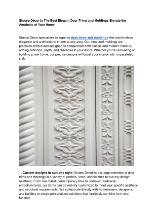 Stucco Décor is The Best Elegant Door Trims and Moldings Elevate the Aesthetic of Your Home