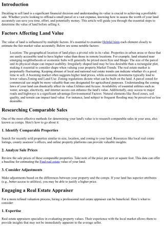 How to Determine the Value of Land Before Selling
