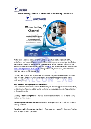 Water Testing Chennai