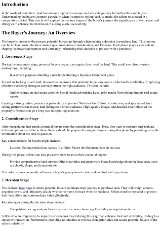 From Inquiry to Sale: The Buyer's Journey in Land Transactions