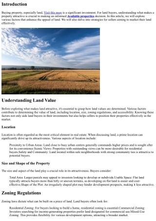 What Makes a Property Attractive to Land Buyers