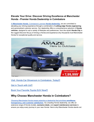 Elevate Your Drive_ Discover Driving Excellence at Manchester Honda - Premier Honda Dealership in Coimbatore