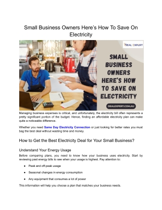 Small Business Owners Here’s How To Save On Electricity