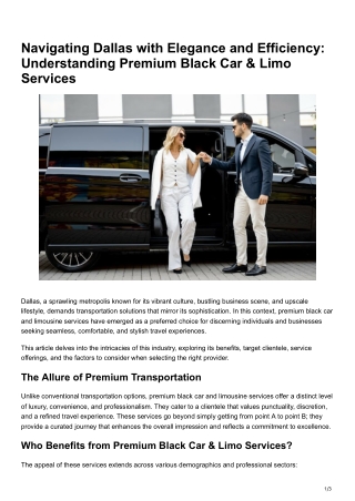 Navigating Dallas with Elegance and Efficiency: Understanding Premium Black Car