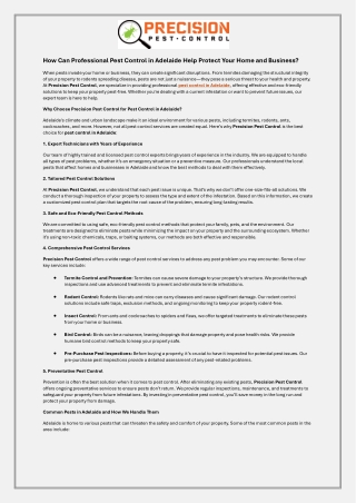 How Can Professional Pest Control in Adelaide Help Protect Your Home and Business