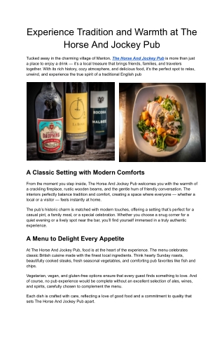 Relax and Unwind at The Horse and Jockey Pub