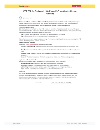 IEEE 802.3bt Explained High-Power PoE Modules for Modern Networks