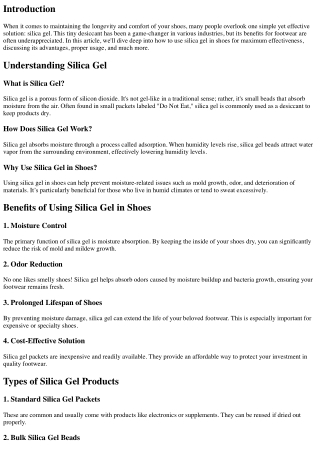How to Use Silica Gel in Shoes for Maximum Effectiveness