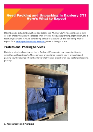 Need Packing and Unpacking in Danbury, CT Here’s What to Expect