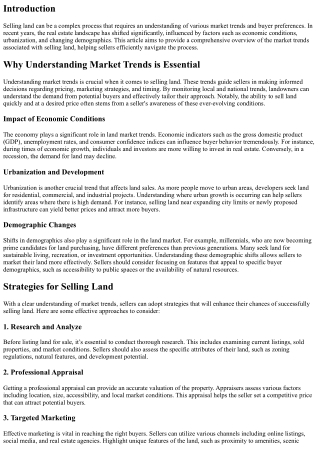 Understanding the Market Trends for Selling Land