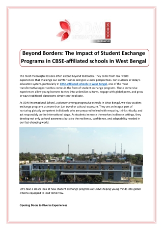 Beyond Borders: The Impact of Student Exchange Programs in CBSE-affiliated schoo