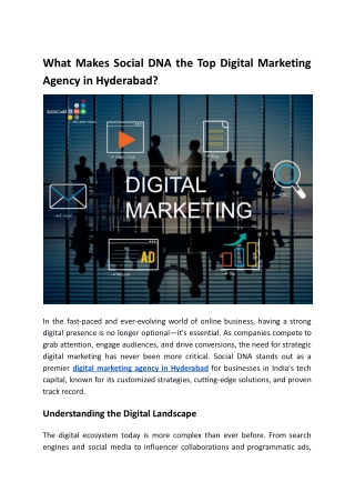 What Makes Social DNA the Top Digital Marketing Agency in Hyderabad