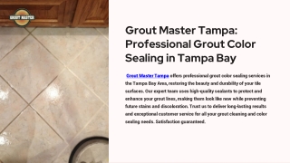 Professional Grout Color Sealing Services in Tampa Bay Area