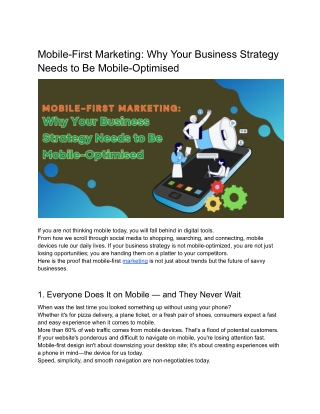 Mobile-First Marketing_ Why Your Business Strategy Needs to Be Mobile-Optimised