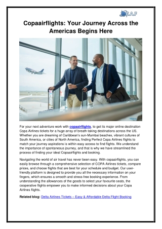 Copaairflights Your Journey Across the Americas Begins Here